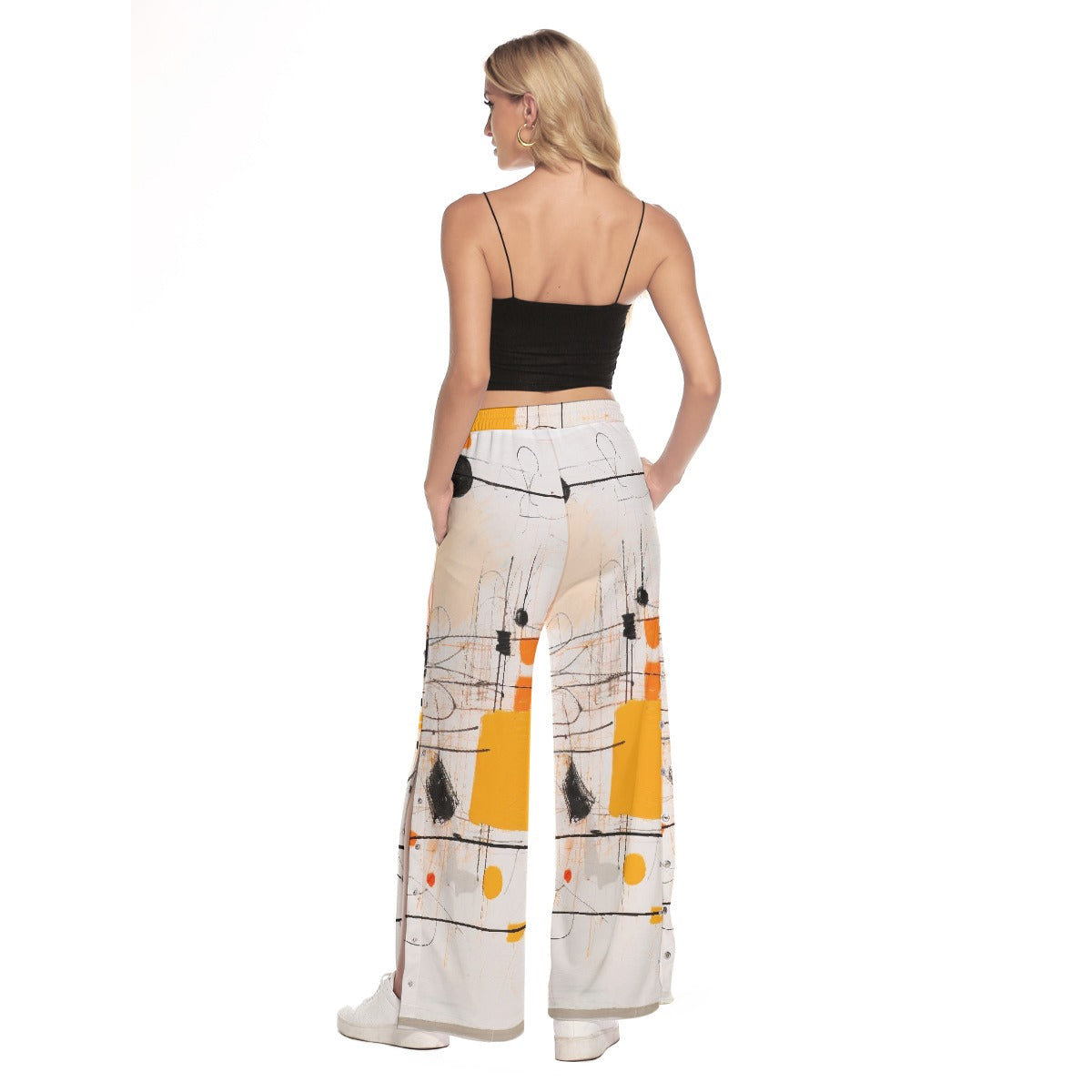 All-Over Print Women's Side Slit Snap Button Trousers