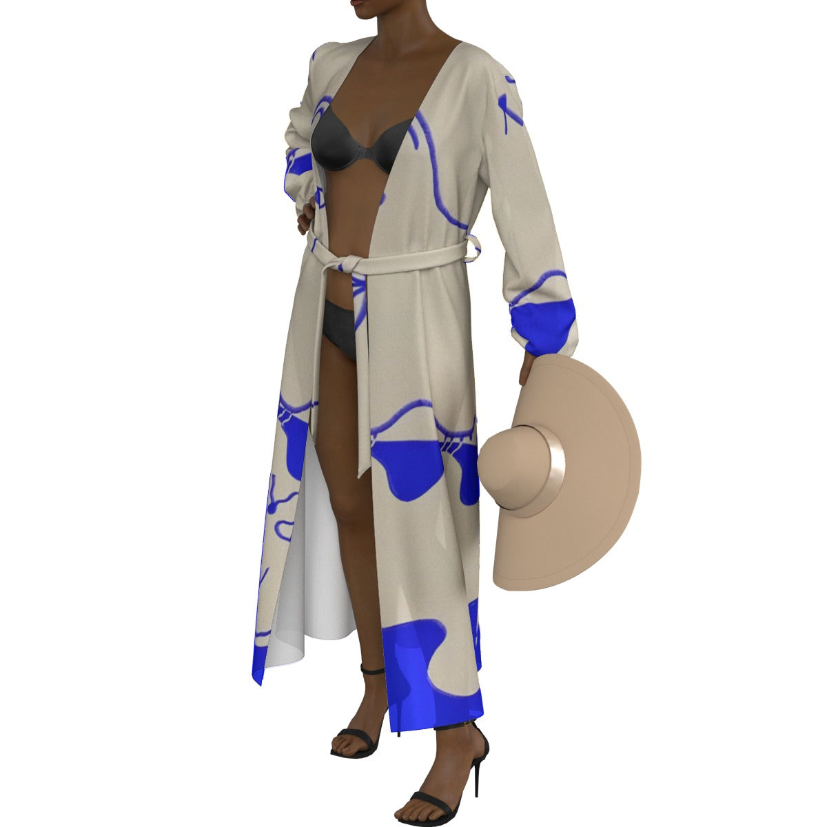 All-Over Print Women's Lace-up Chiffon Robe