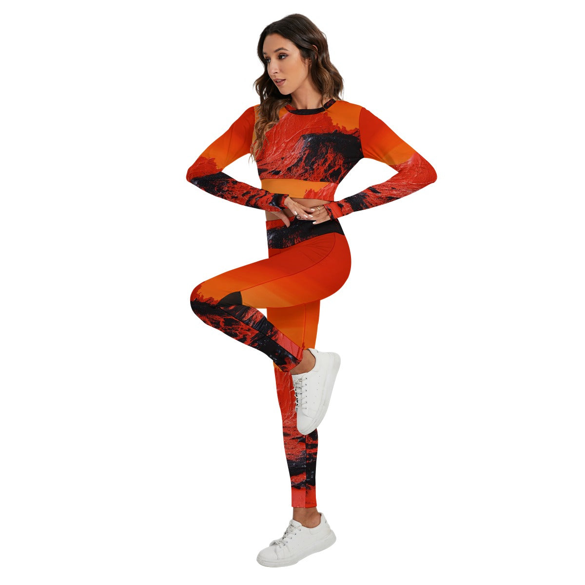 All-Over Print Women's Sport Set With Backless Top And Leggings