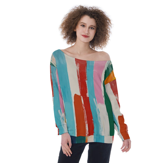 All-Over Print Oversized Women's Off-Shoulder Sweatshirt