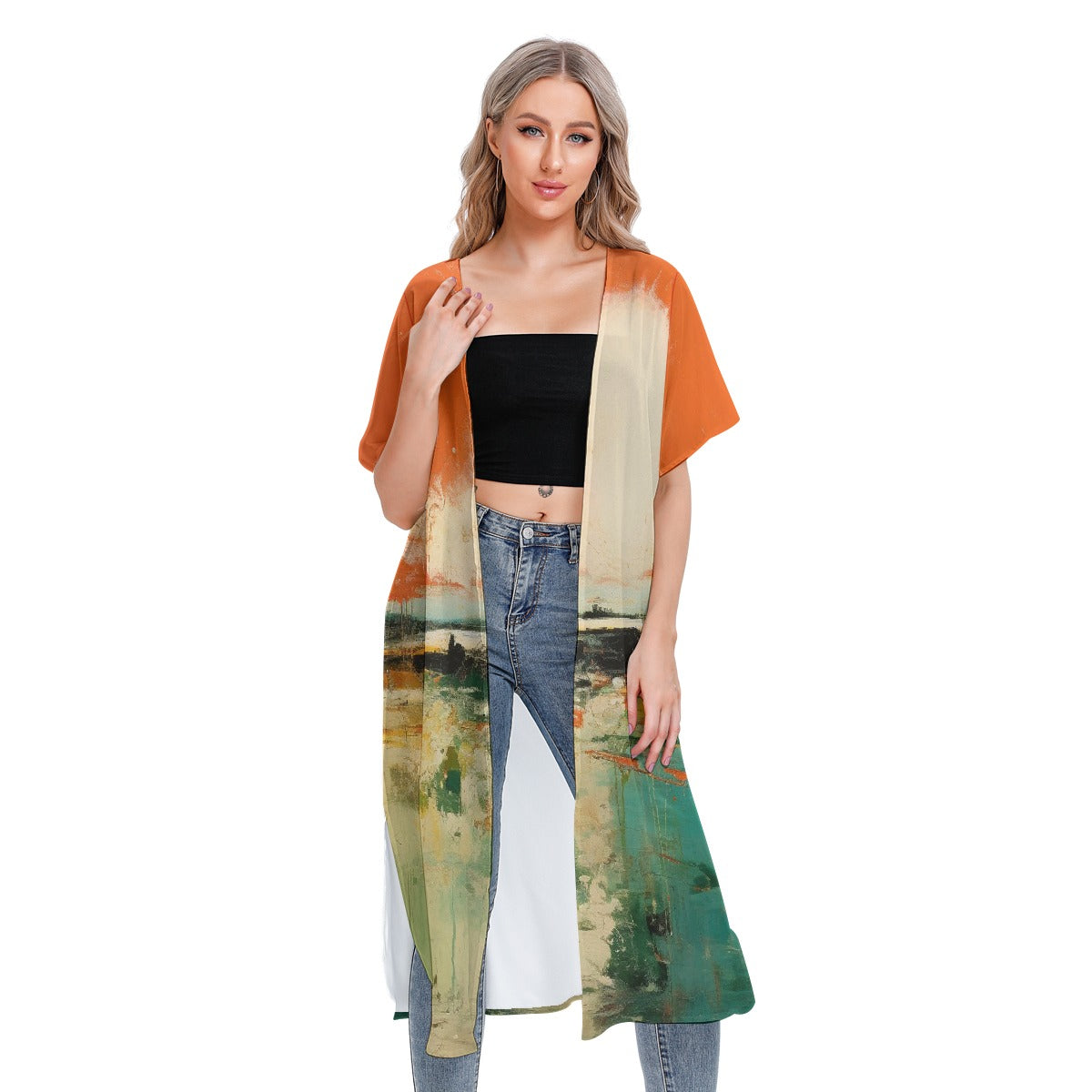 All-Over Print Women's Short Sleeve Cardigan