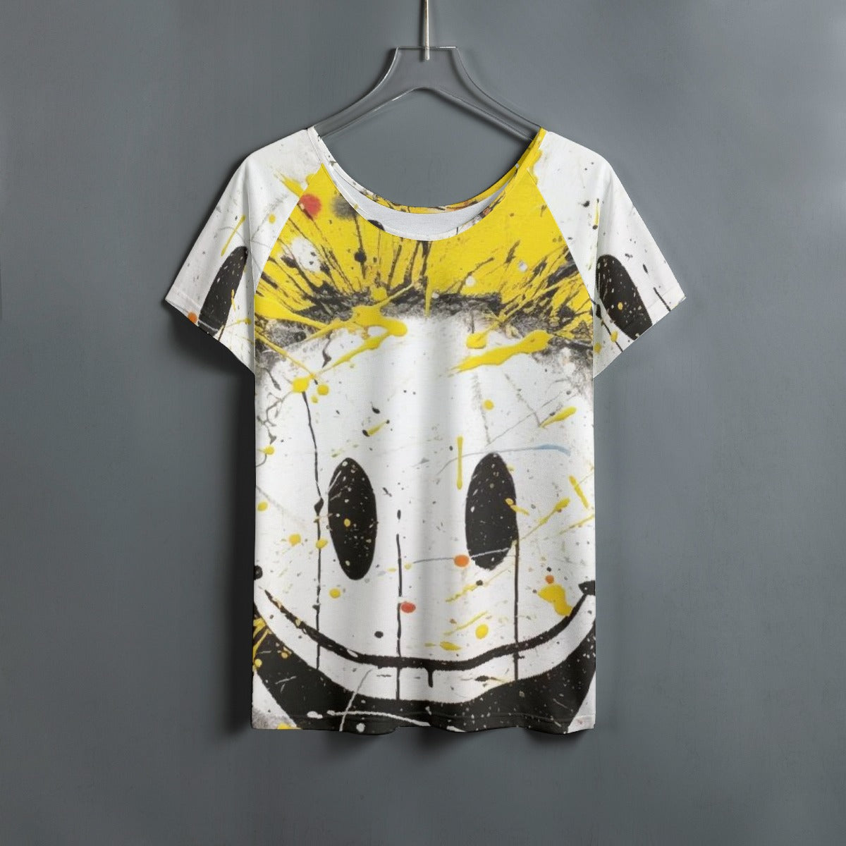 All-Over Print Women's Round Neck T-shirt With Raglan Sleeve