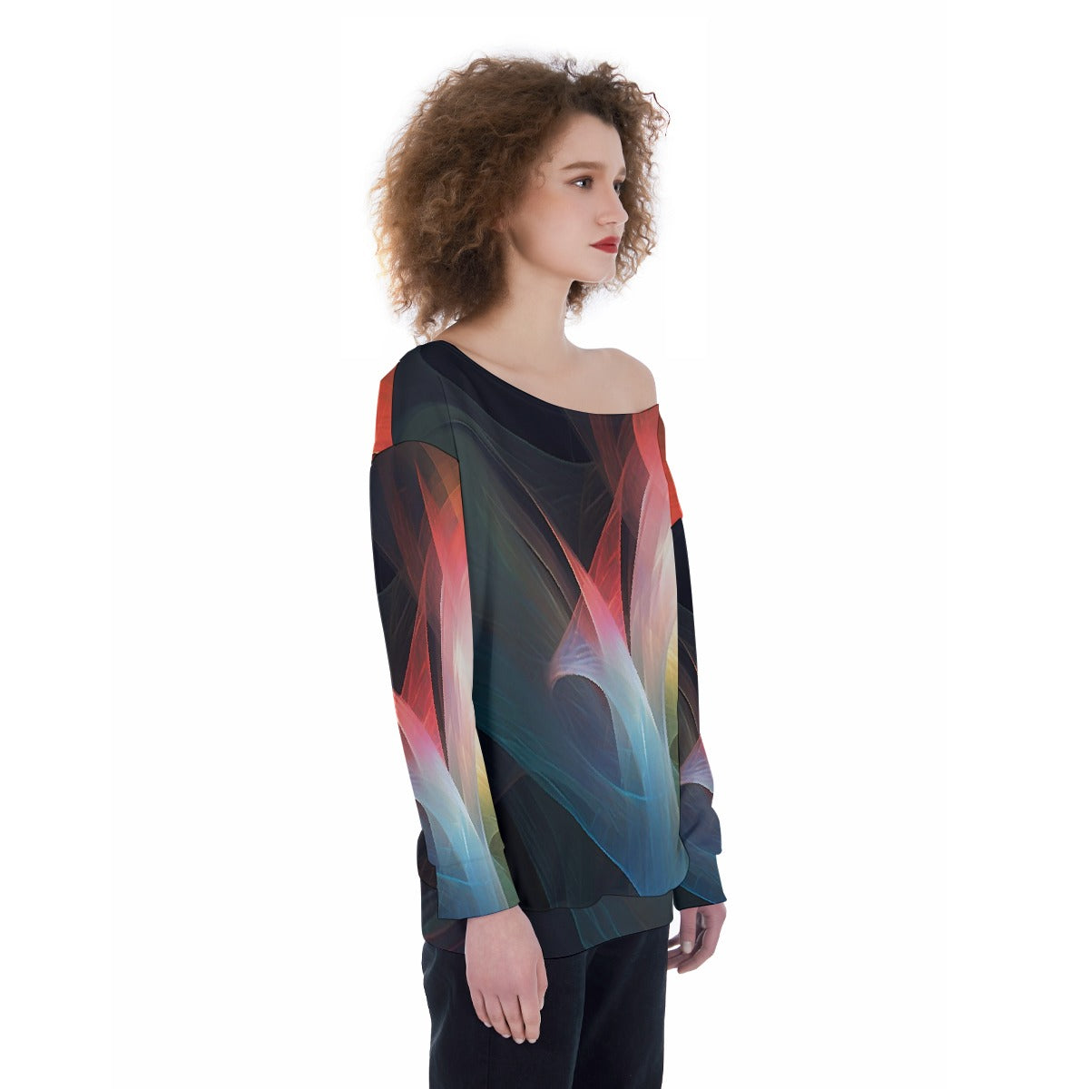 All-Over Print Oversized Women's Off-Shoulder Sweatshirt