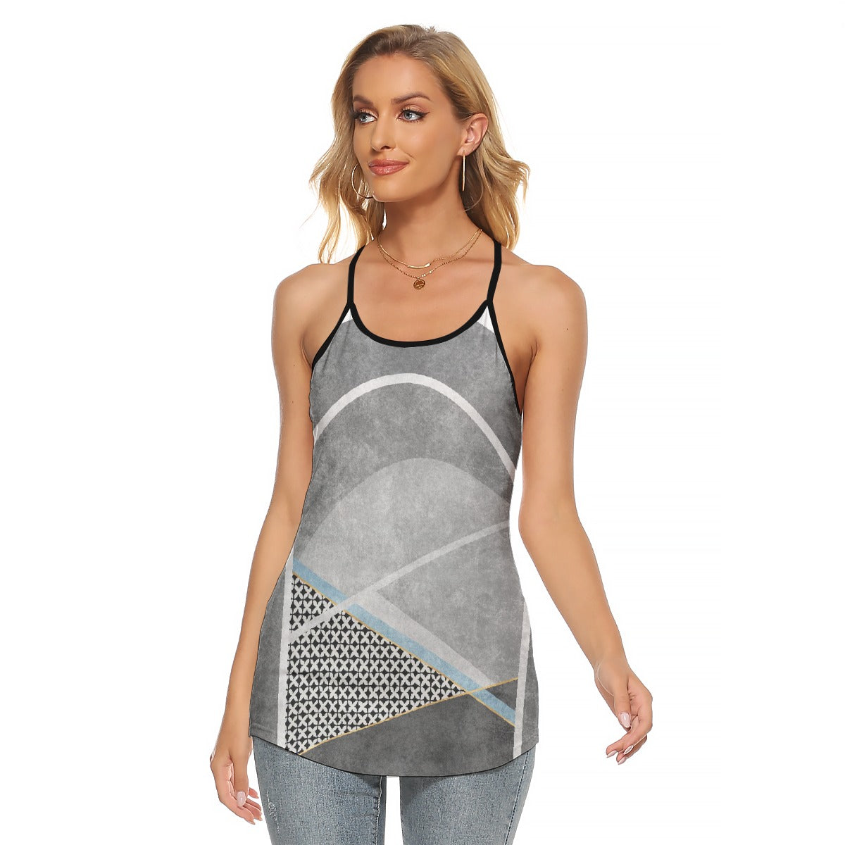 All-Over Print Women's Criss-Cross Open Back Tank Top