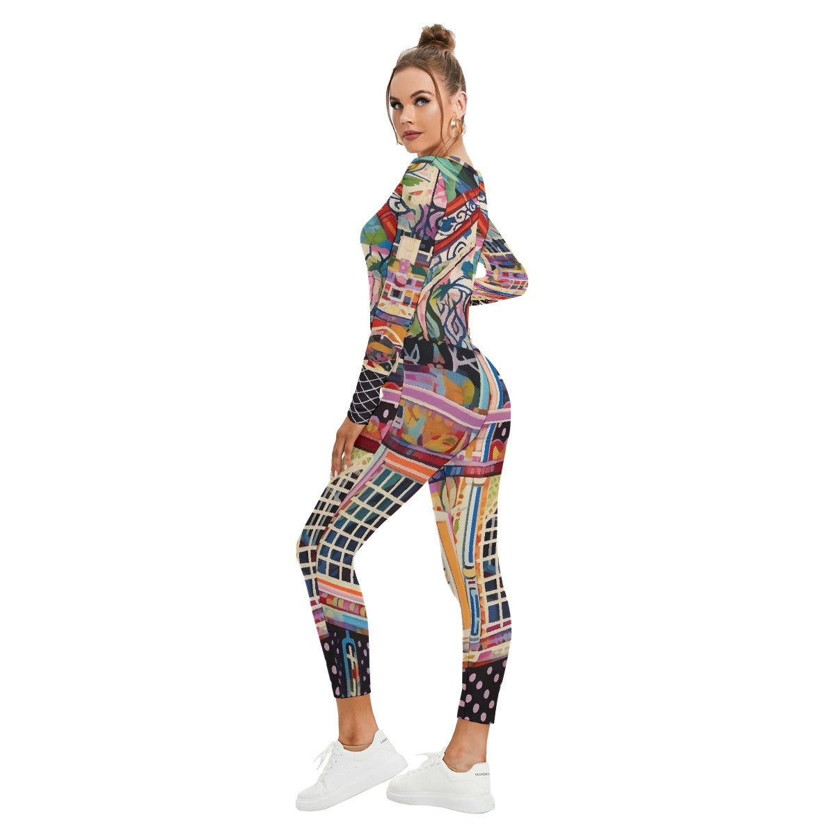 All-Over Print Women's Plunging Neck Jumpsuit