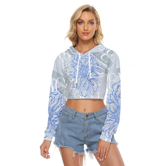 All-Over Print Women's Crop Top Hoodie|Velvet