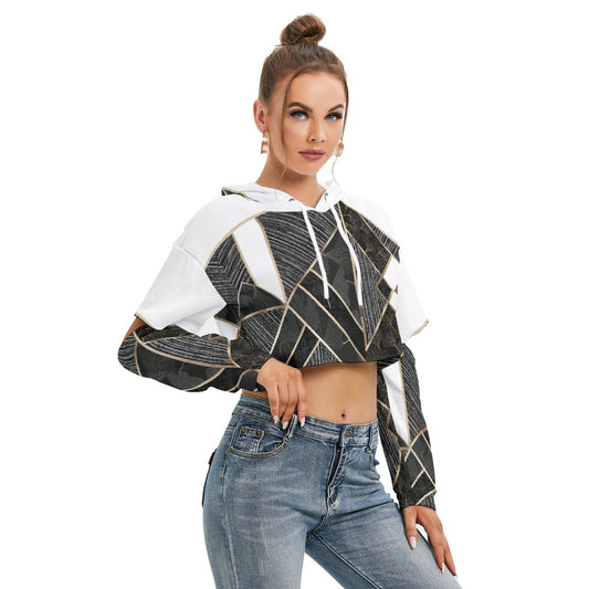 All-Over Print Women's Heavy Fleece Hoodie With Hollow Out Sleeve