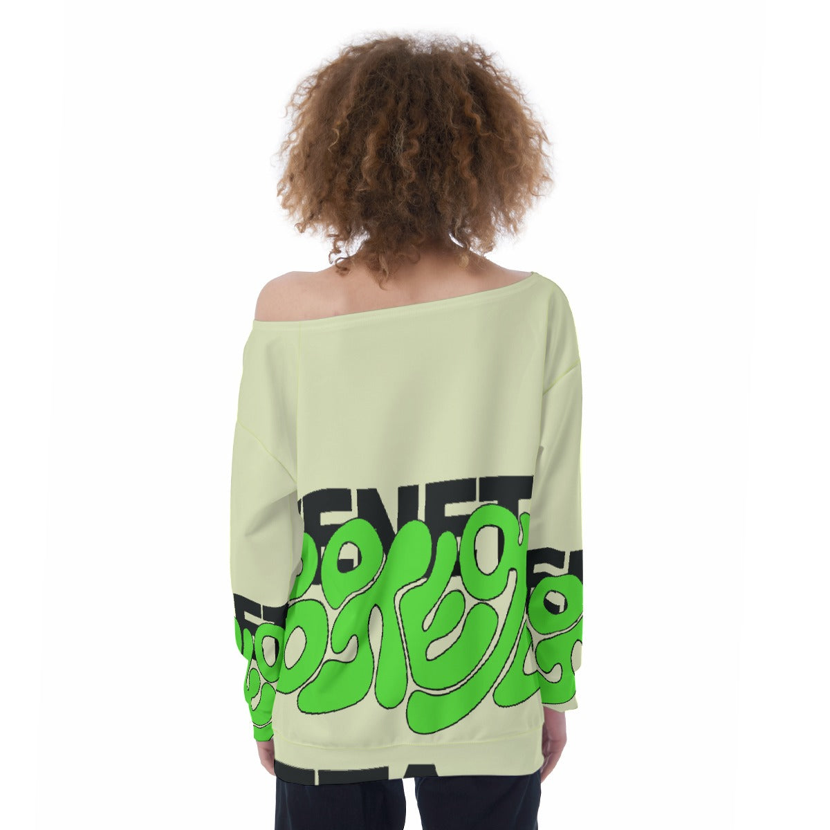 All-Over Print Oversized Women's Off-Shoulder Sweatshirt