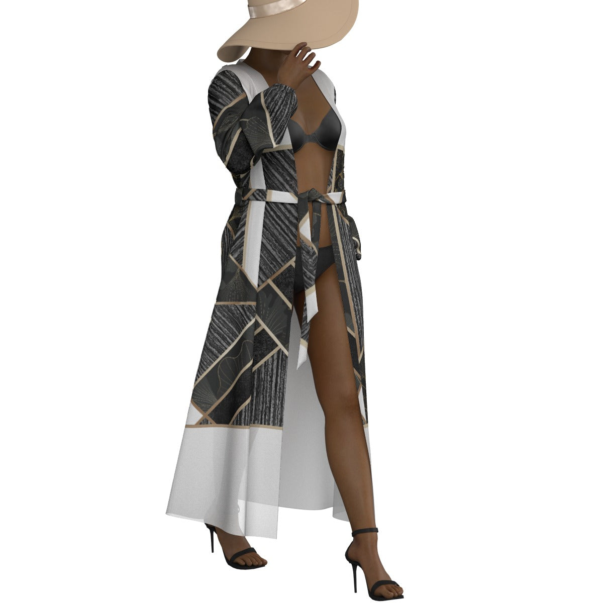 All-Over Print Women's Lace-up Chiffon Robe