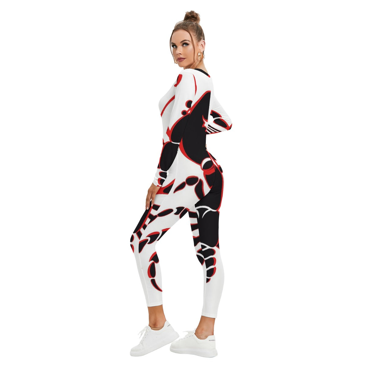 All-Over Print Women's Plunging Neck Jumpsuit