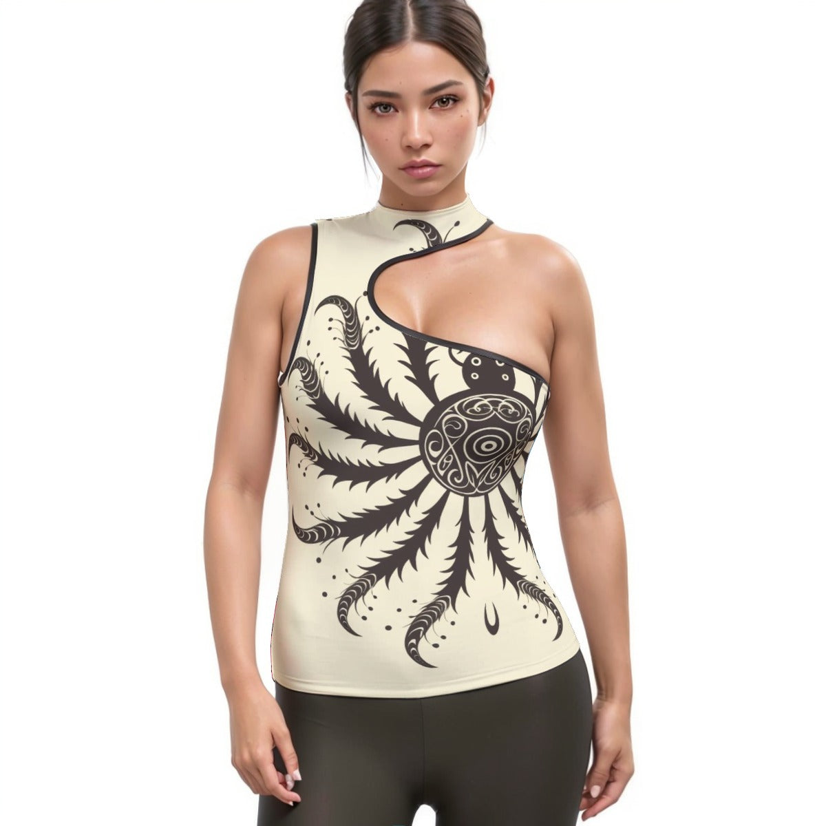 All-Over Print Women's Halter Sleeveless Asymmetrical Tank Top
