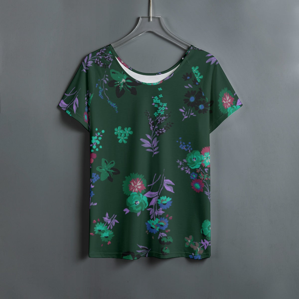 All-Over Print Women's Round Neck T-shirt With Raglan Sleeve