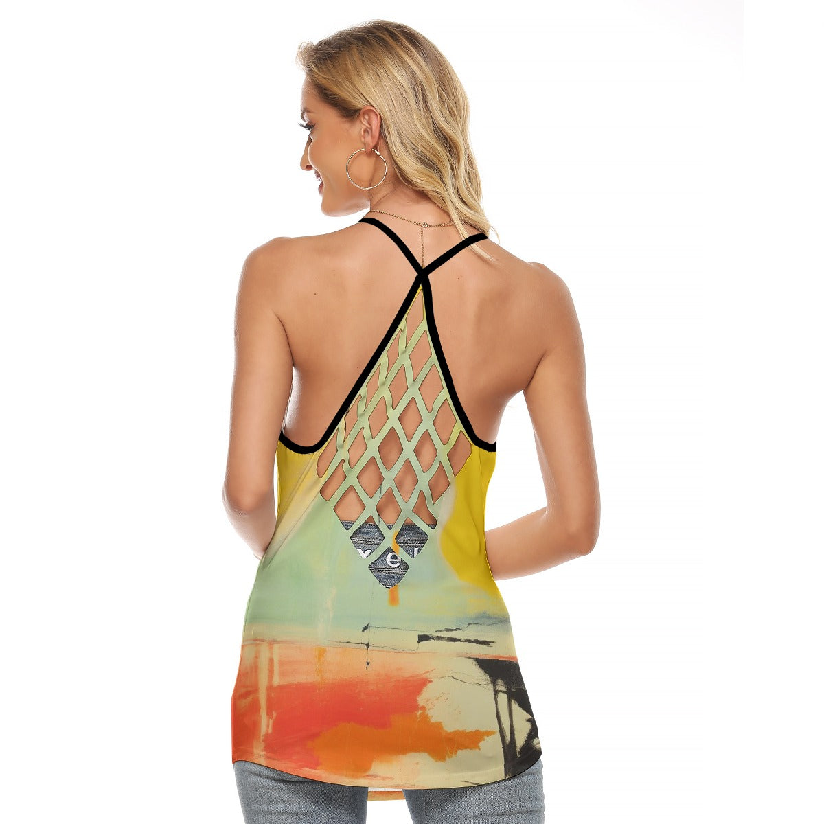 All-Over Print Women's Criss-Cross Open Back Tank Top