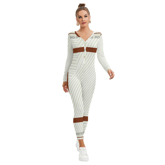 All-Over Print Women's Plunging Neck Jumpsuit