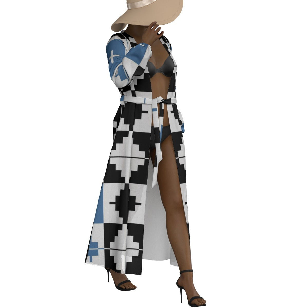 All-Over Print Women's Lace-up Chiffon Robe