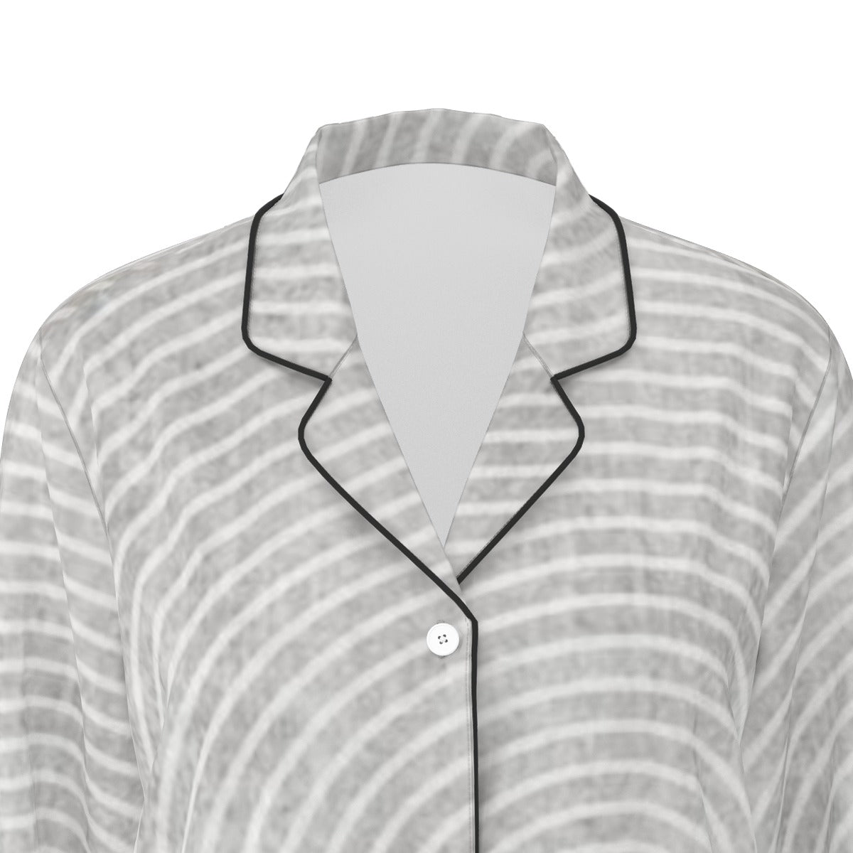 All-Over Print Women's Long Sleeve Pajama Set With Black Contrast Piping