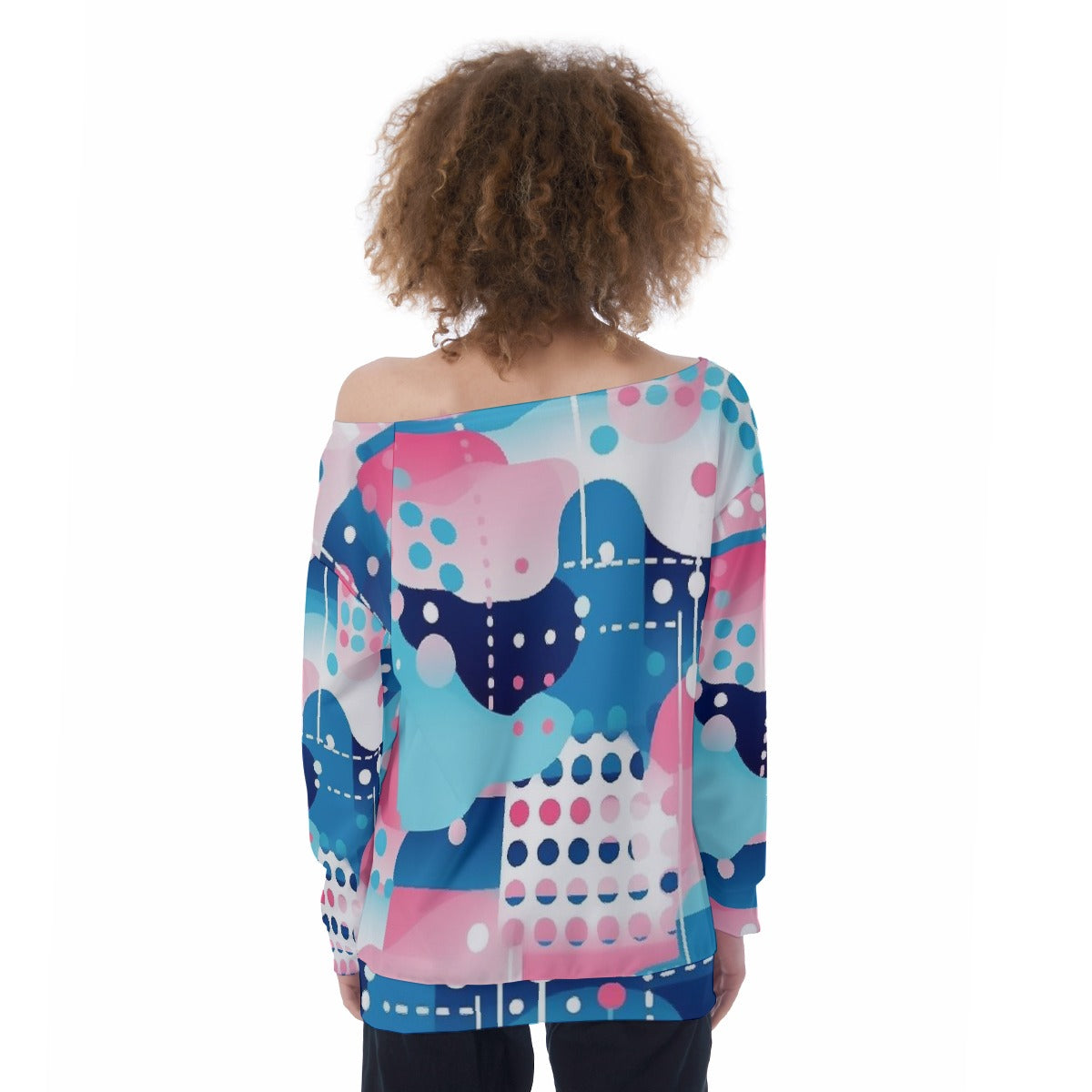 All-Over Print Oversized Women's Off-Shoulder Sweatshirt