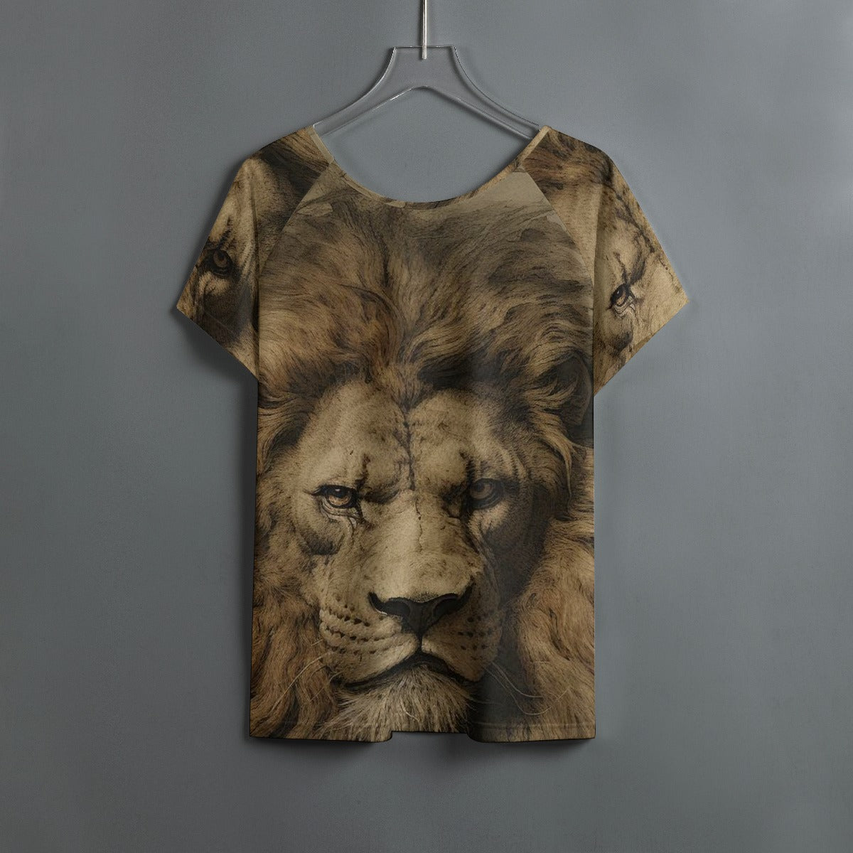 All-Over Print Women's Round Neck T-shirt With Raglan Sleeve