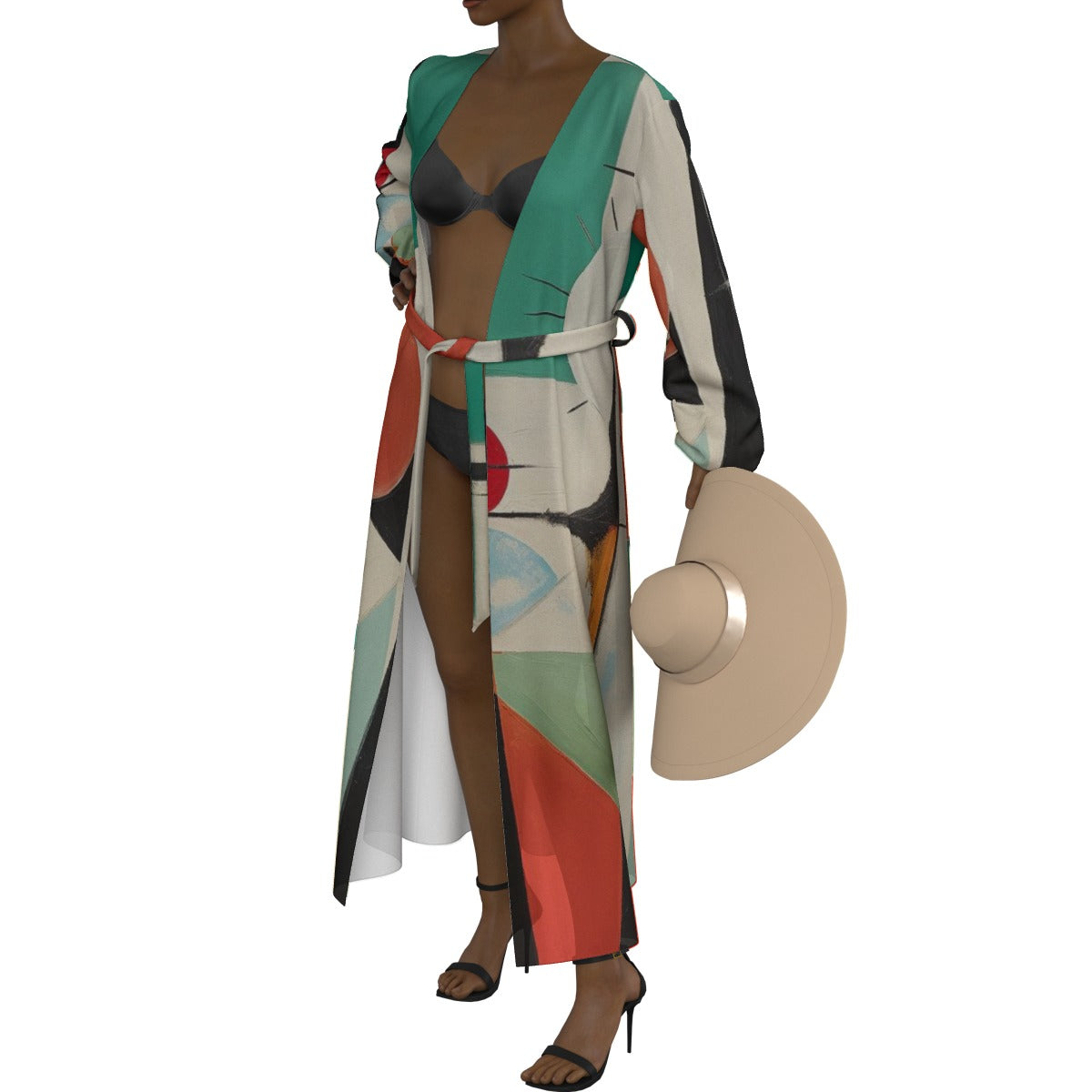 All-Over Print Women's Lace-up Chiffon Robe