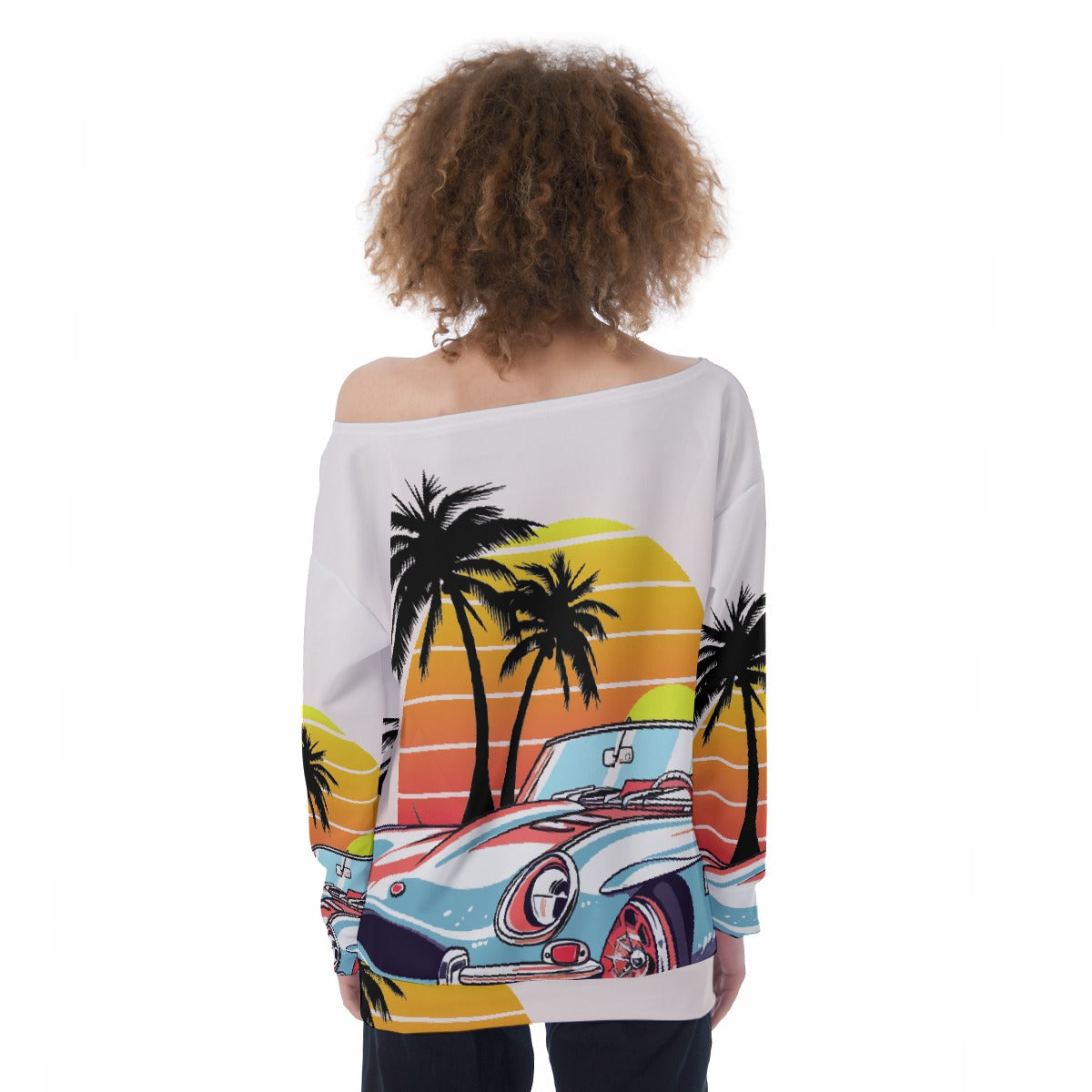 All-Over Print Oversized Women's Off-Shoulder Sweatshirt