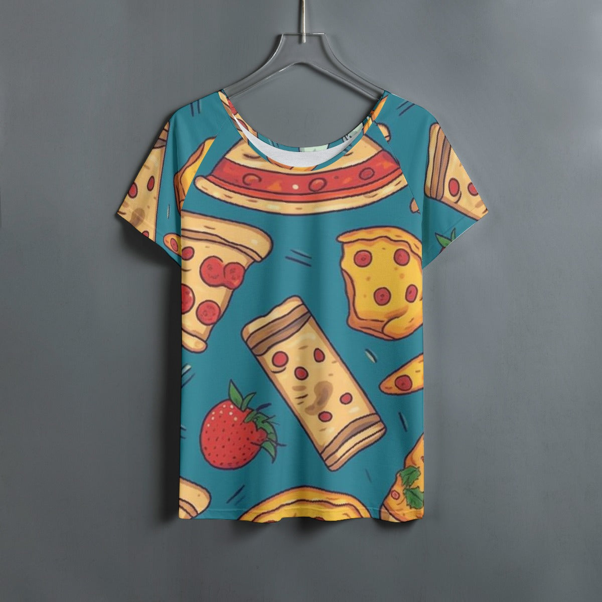 All-Over Print Women's Round Neck T-shirt With Raglan Sleeve
