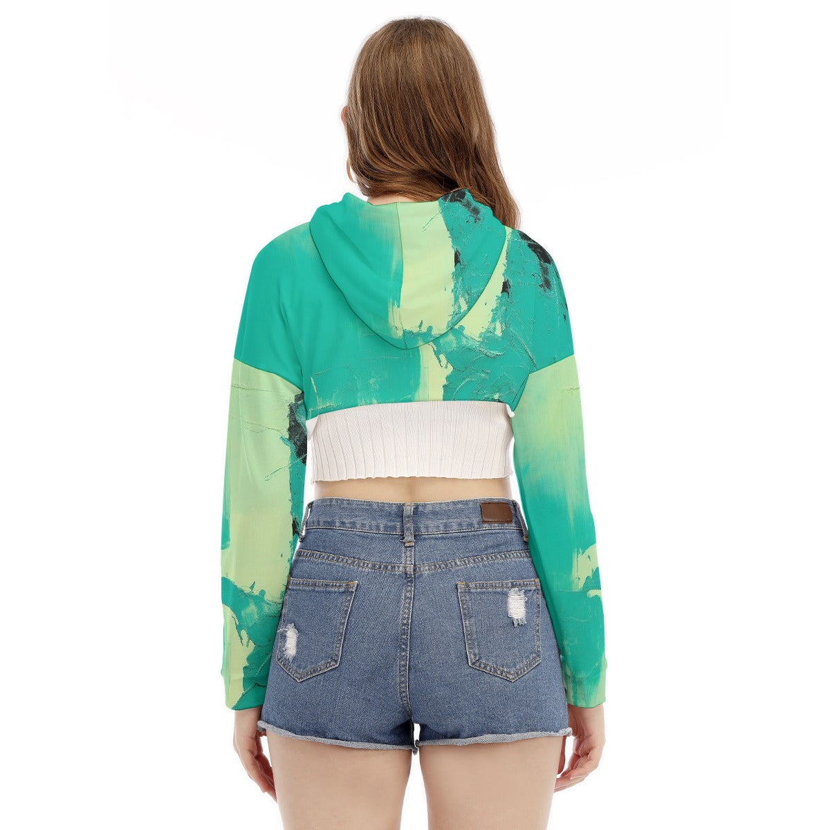 All-Over Print Women's Smock Short Hoodie With Long Sleeve
