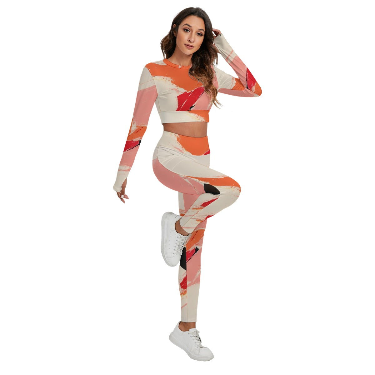 All-Over Print Women's Sport Set With Backless Top And Leggings