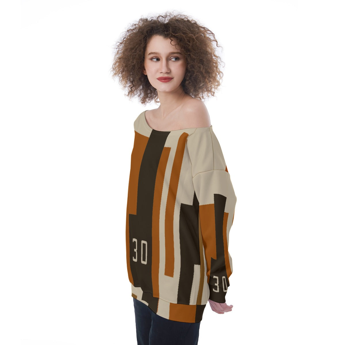 All-Over Print Oversized Women's Off-Shoulder Sweatshirt