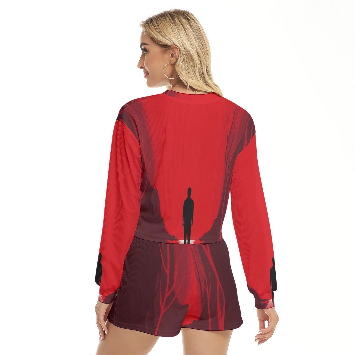 All-Over Print Women's Short Sweatshirt And Pants Suit
