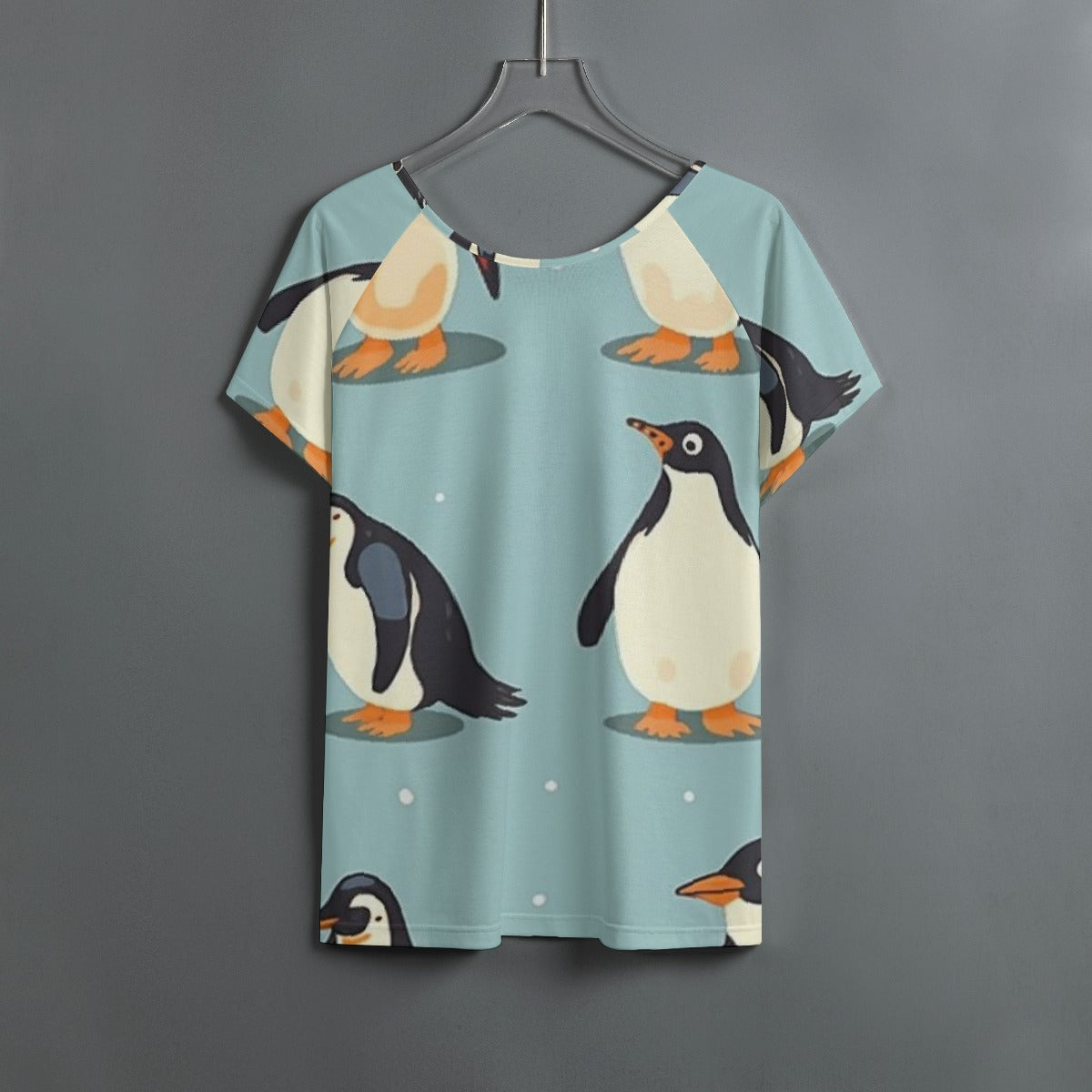 All-Over Print Women's Round Neck T-shirt With Raglan Sleeve