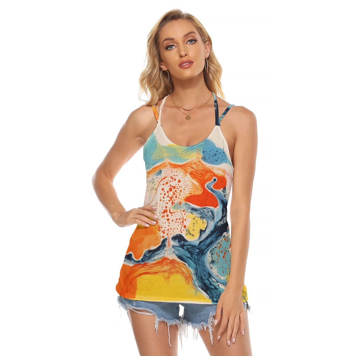 All-Over Print Women's Halter Top With Backless