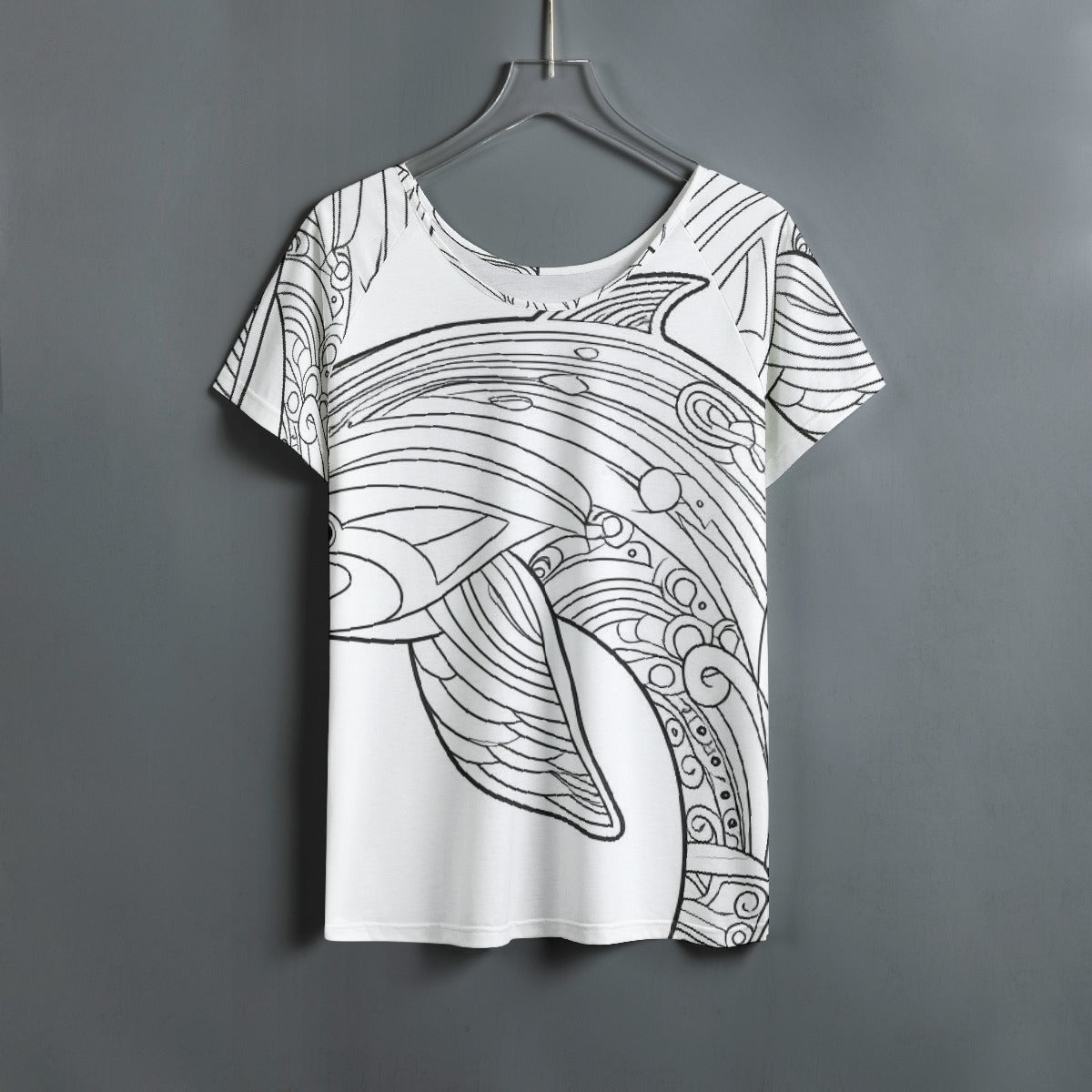 All-Over Print Women's Round Neck T-shirt With Raglan Sleeve