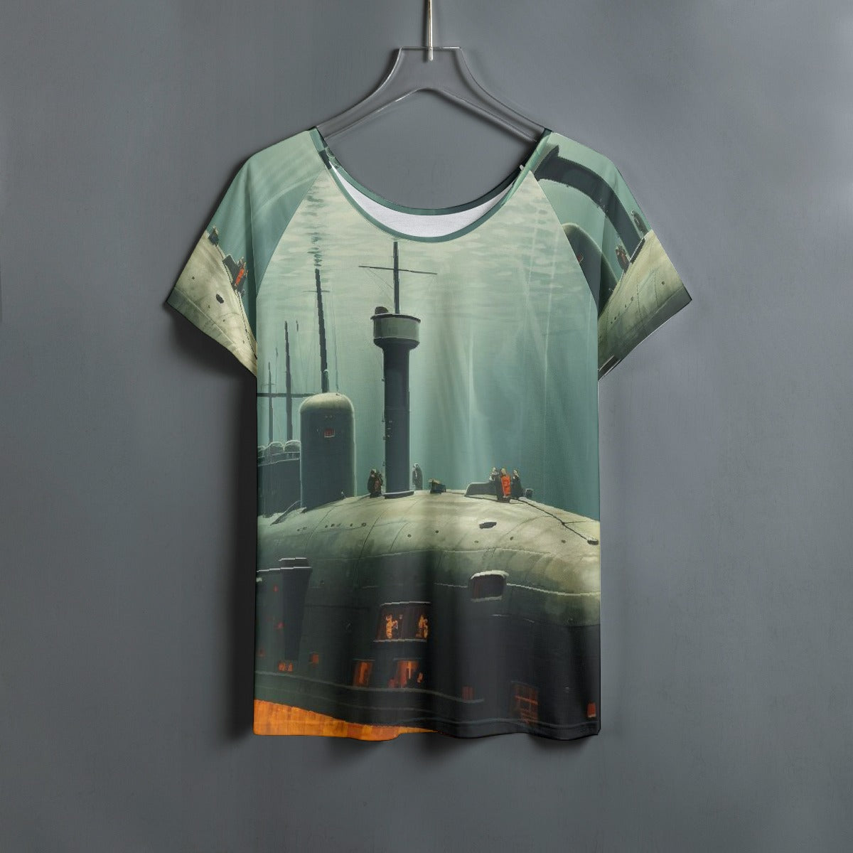 All-Over Print Women's Round Neck T-shirt With Raglan Sleeve