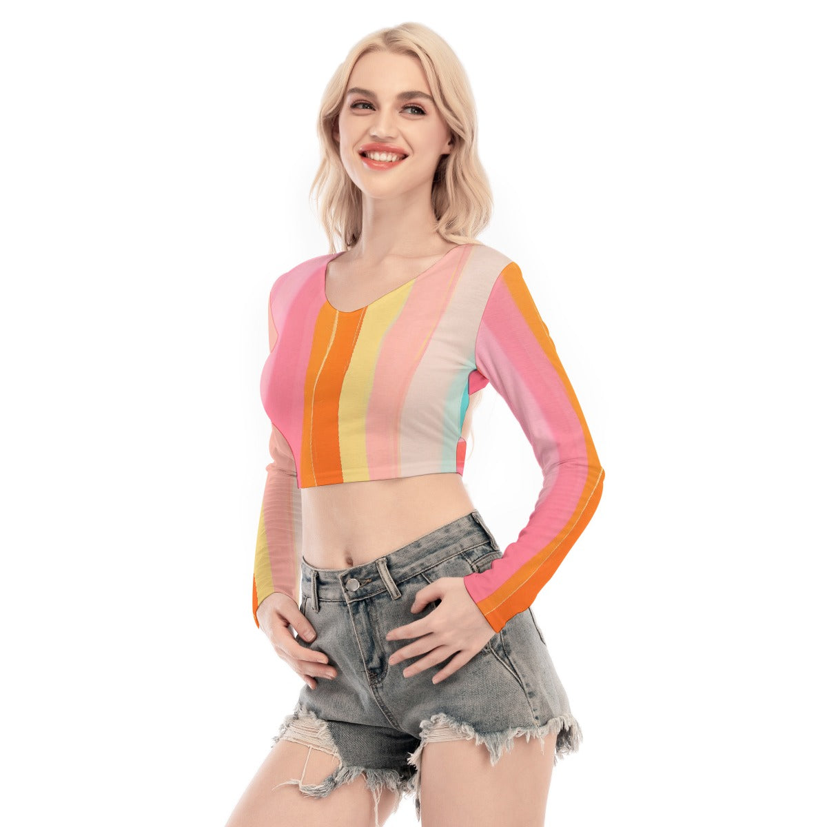 All-Over Print Women's Back Hollow T-shirt With Strap