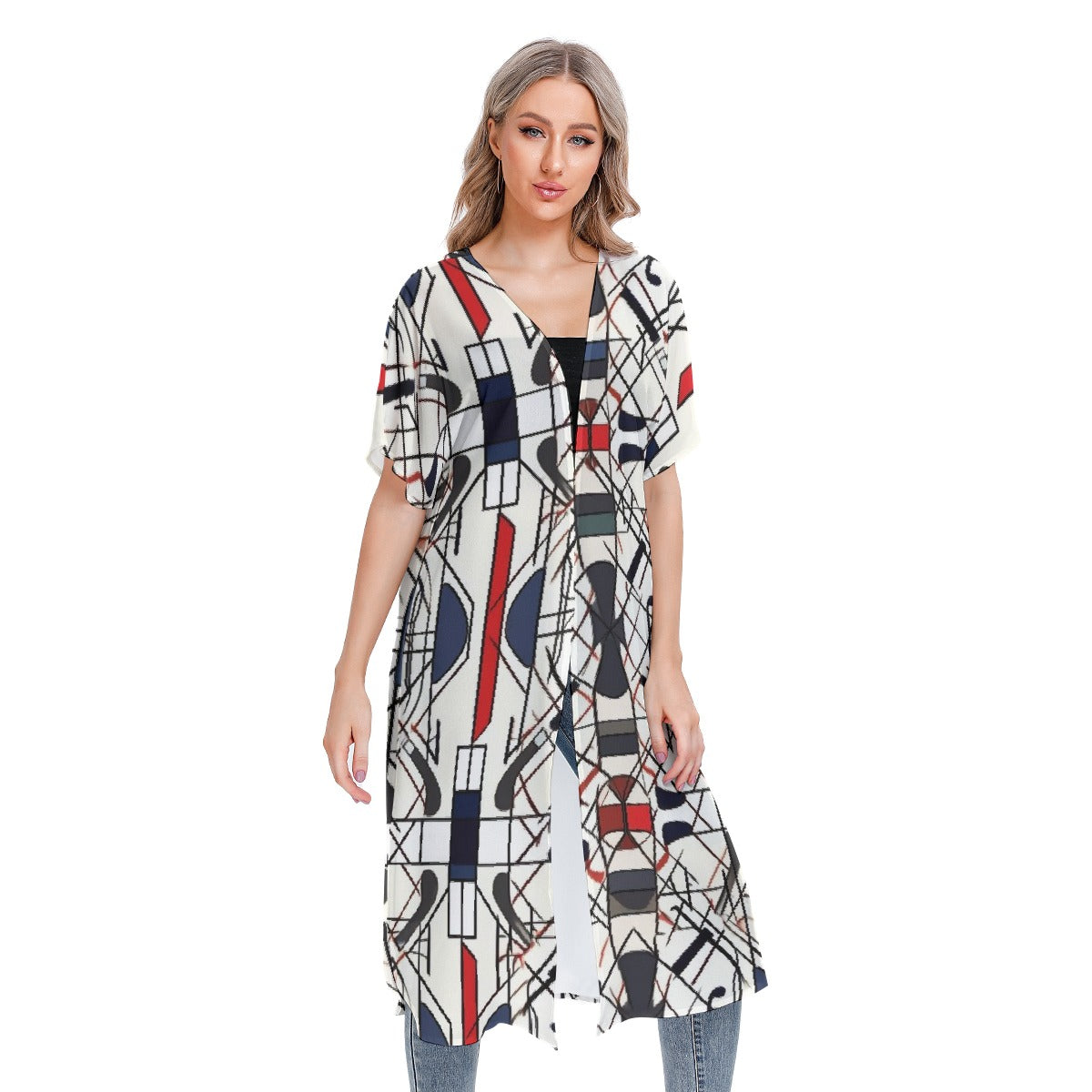 All-Over Print Women's Short Sleeve Cardigan