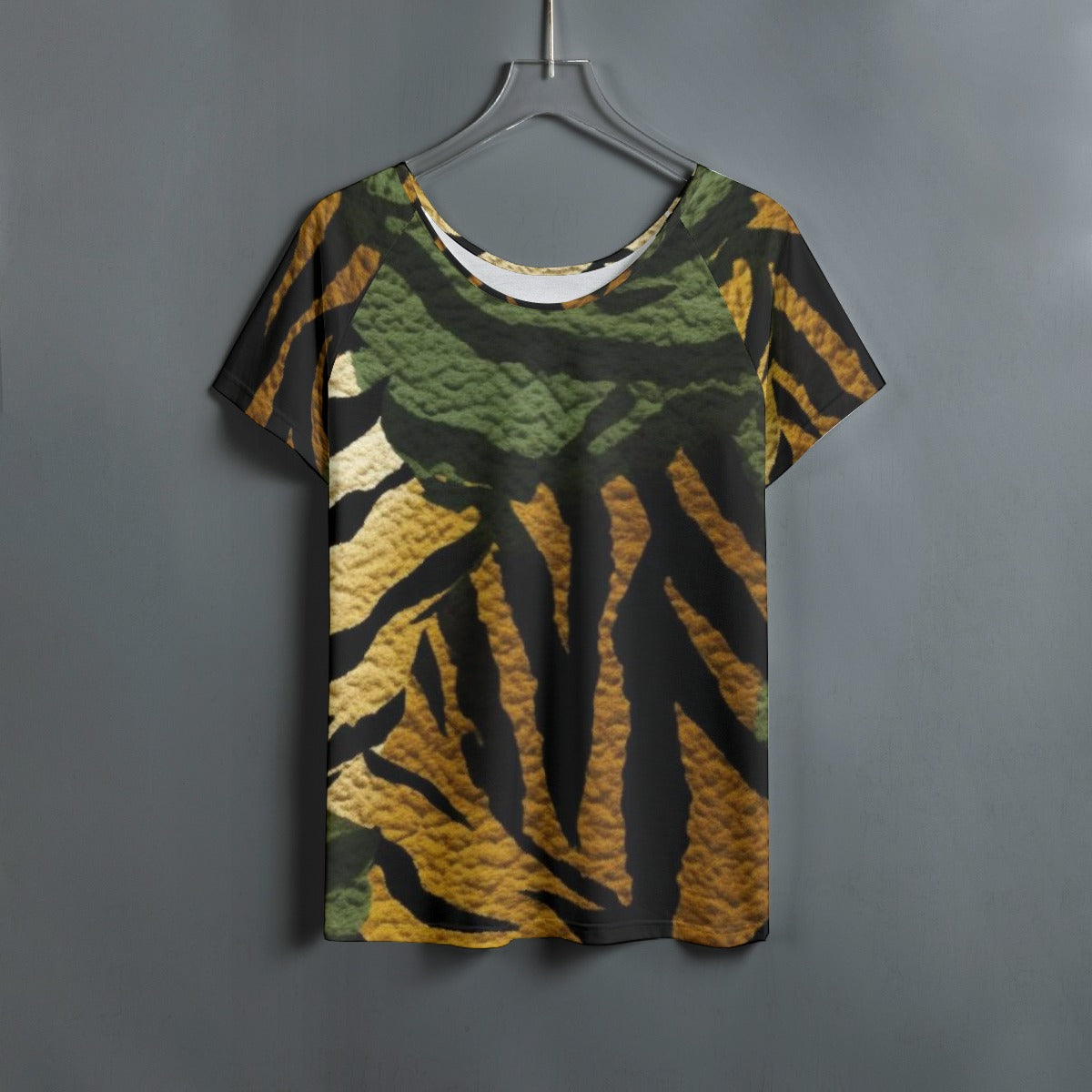 All-Over Print Women's Round Neck T-shirt With Raglan Sleeve