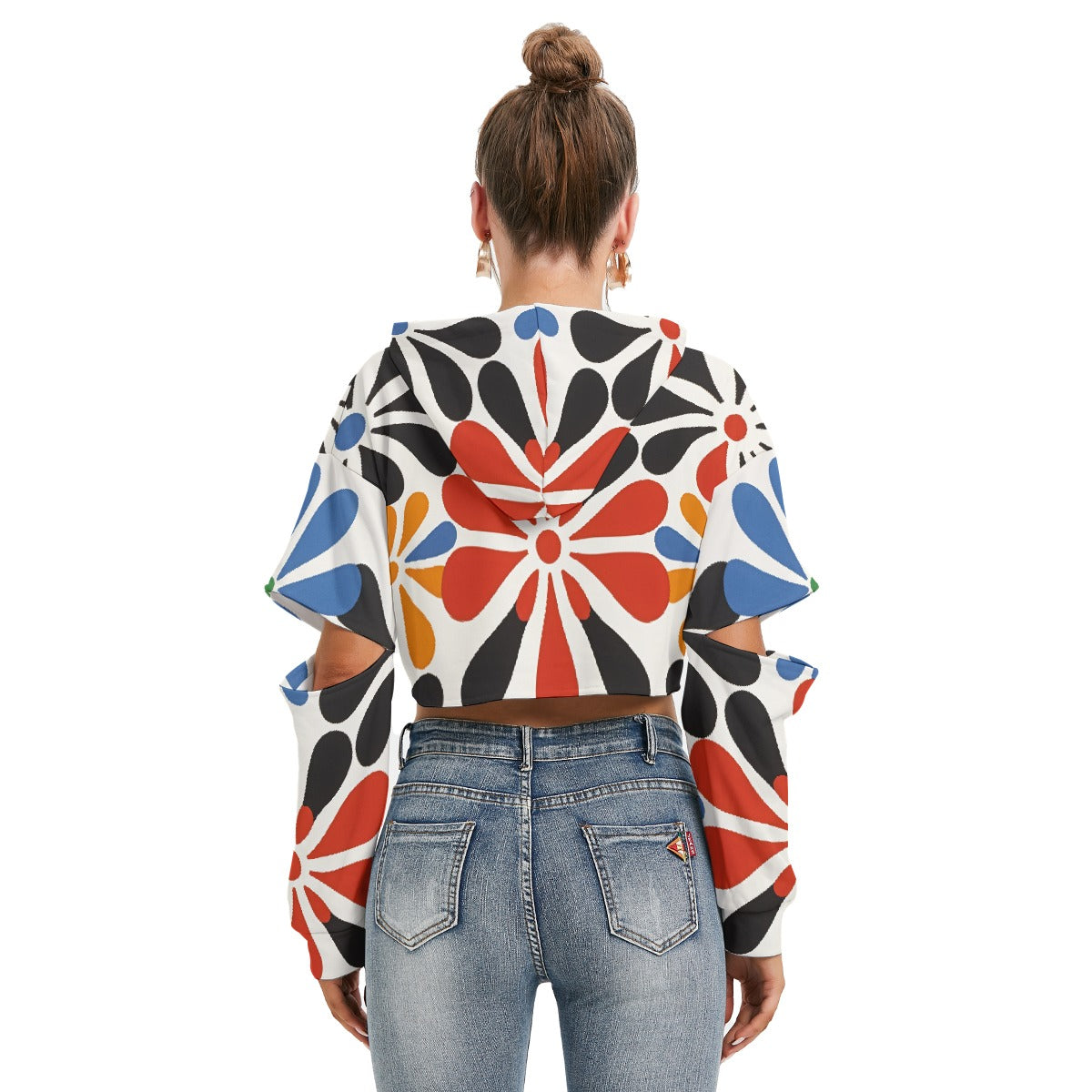 All-Over Print Women's Heavy Fleece Hoodie With Hollow Out Sleeve