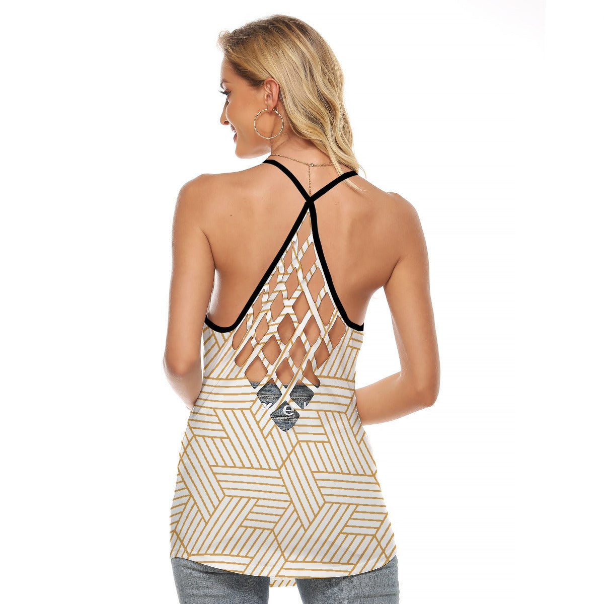 All-Over Print Women's Criss-Cross Open Back Tank Top