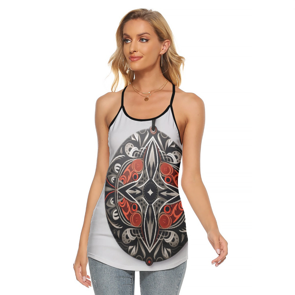 All-Over Print Women's Criss-Cross Open Back Tank Top