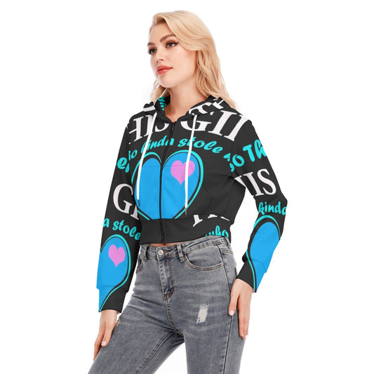 All-Over Print Women's Crop Top Hoodie With Zipper Closure