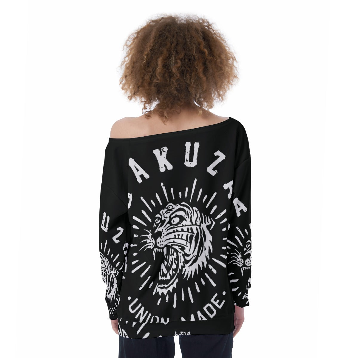 All-Over Print Oversized Women's Off-Shoulder Sweatshirt