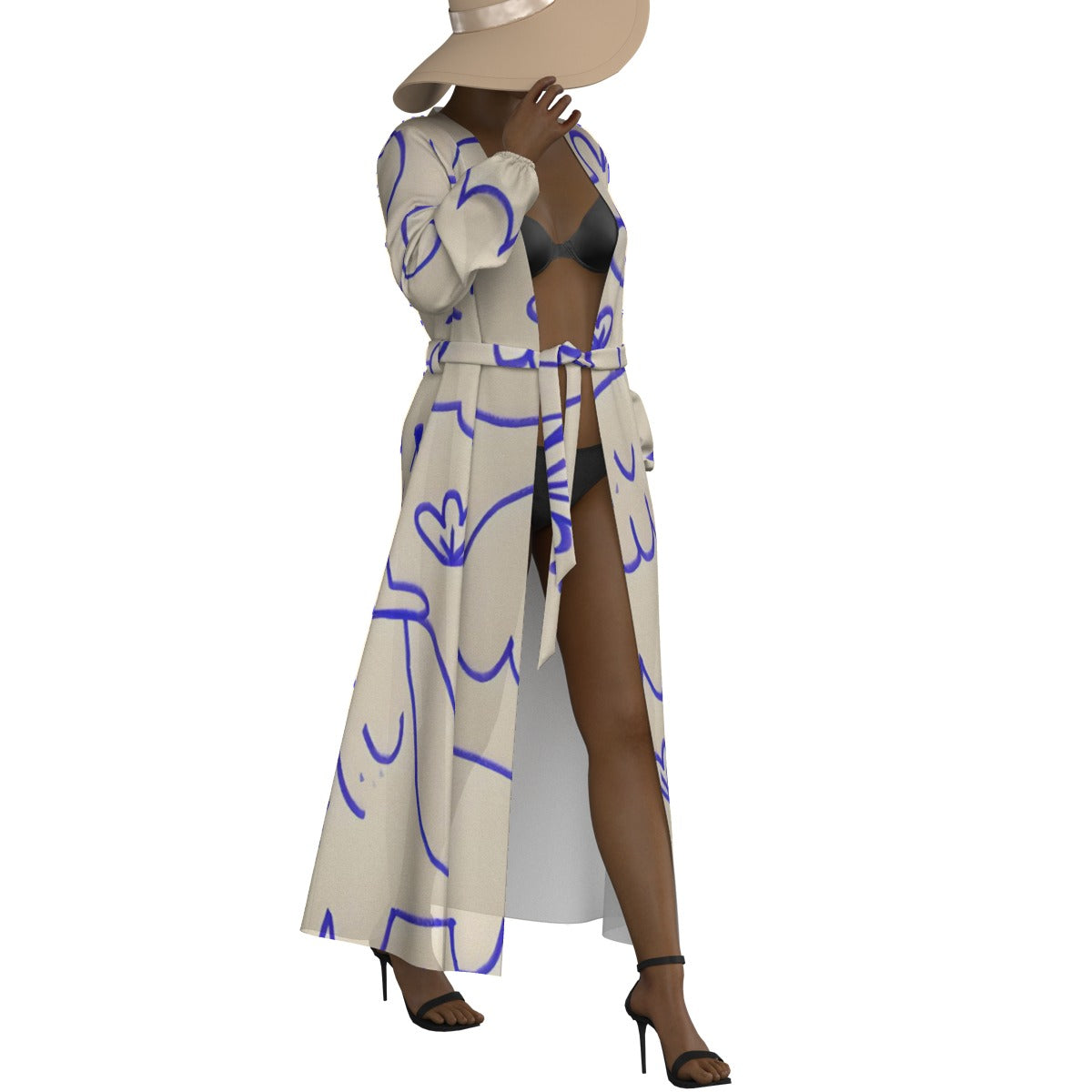 All-Over Print Women's Lace-up Chiffon Robe