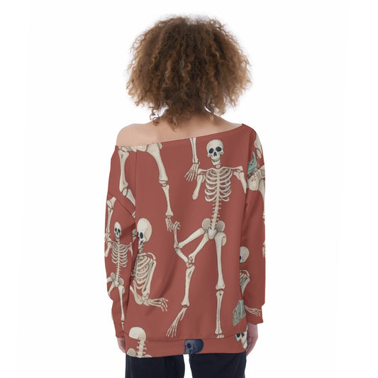 All-Over Print Oversized Women's Off-Shoulder Sweatshirt