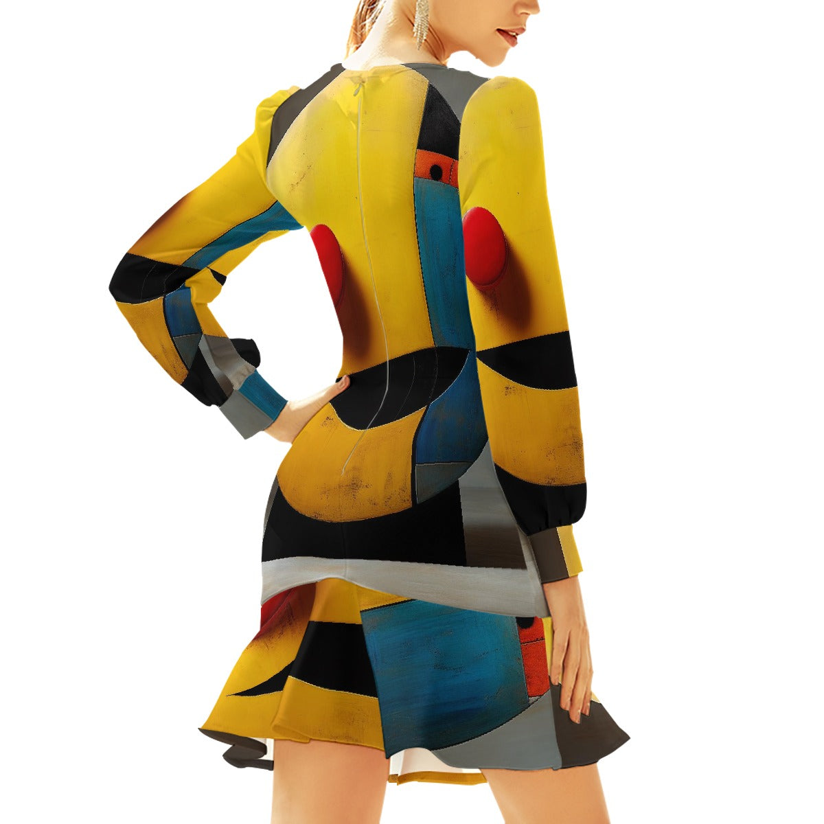 All-Over Print Women's Ruffle Hem Skinny Dress