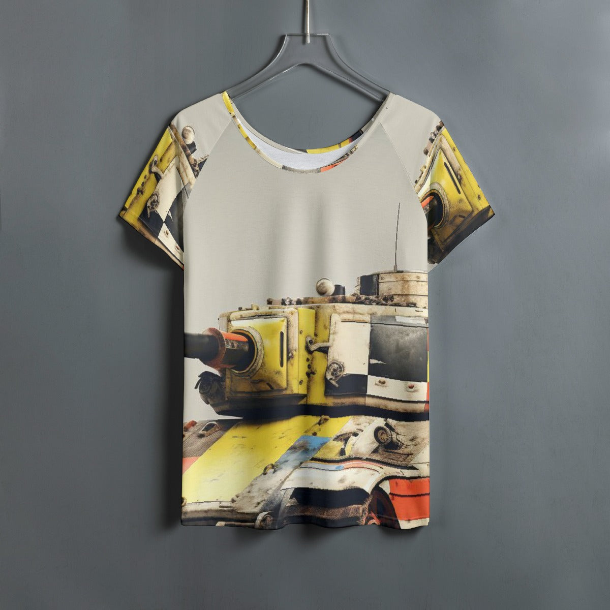 All-Over Print Women's Round Neck T-shirt With Raglan Sleeve