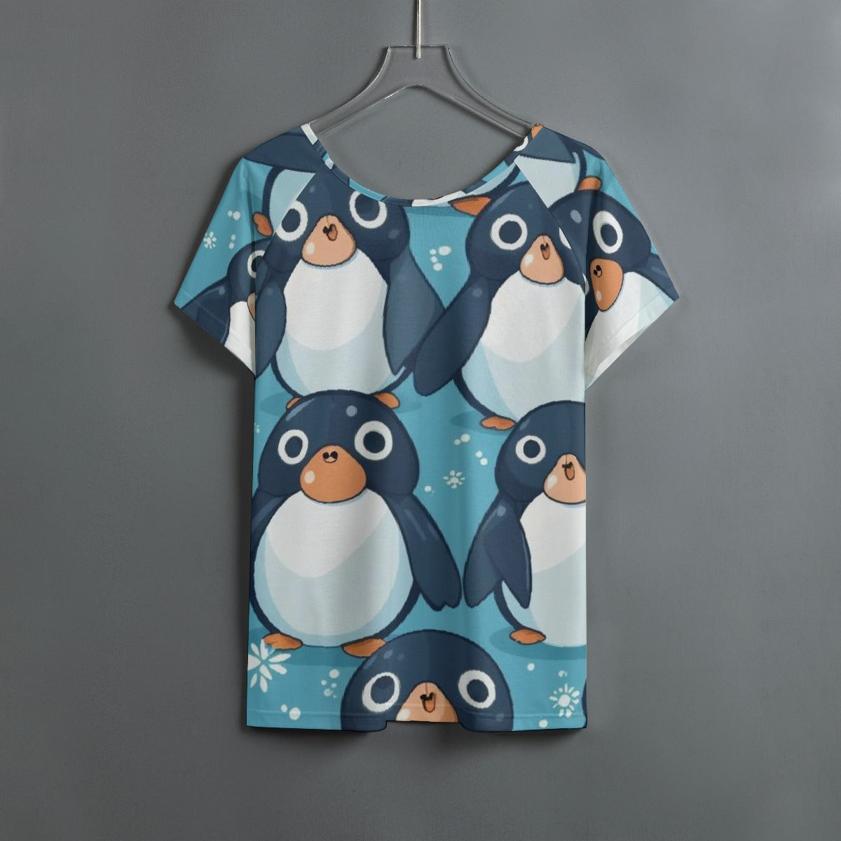 All-Over Print Women's Round Neck T-shirt With Raglan Sleeve