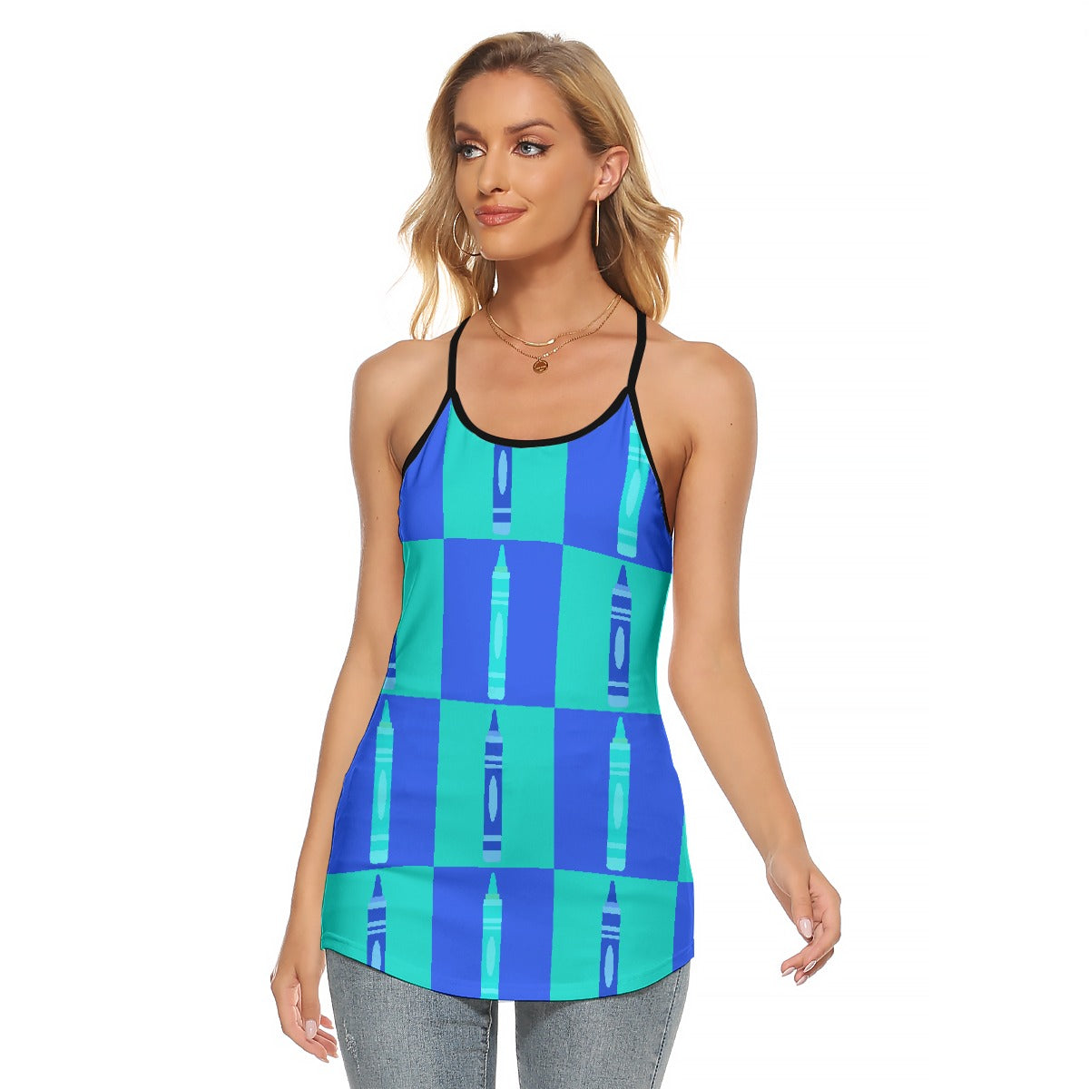 All-Over Print Women's Criss-Cross Open Back Tank Top