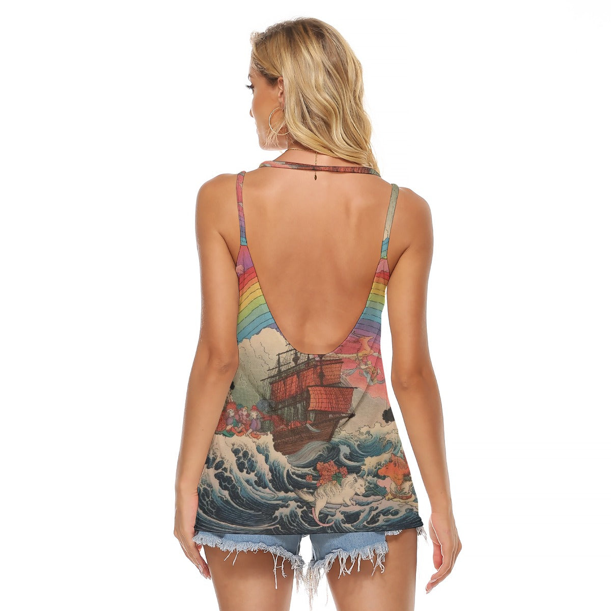 All-Over Print Women's Halter Top With Backless