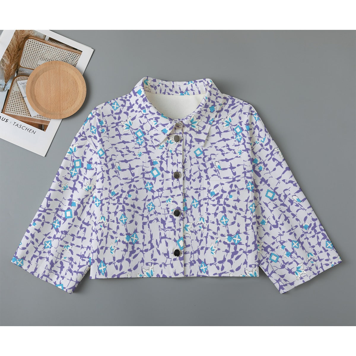 All-Over Print Women's Cropped Jacket | 245GSM Cotton