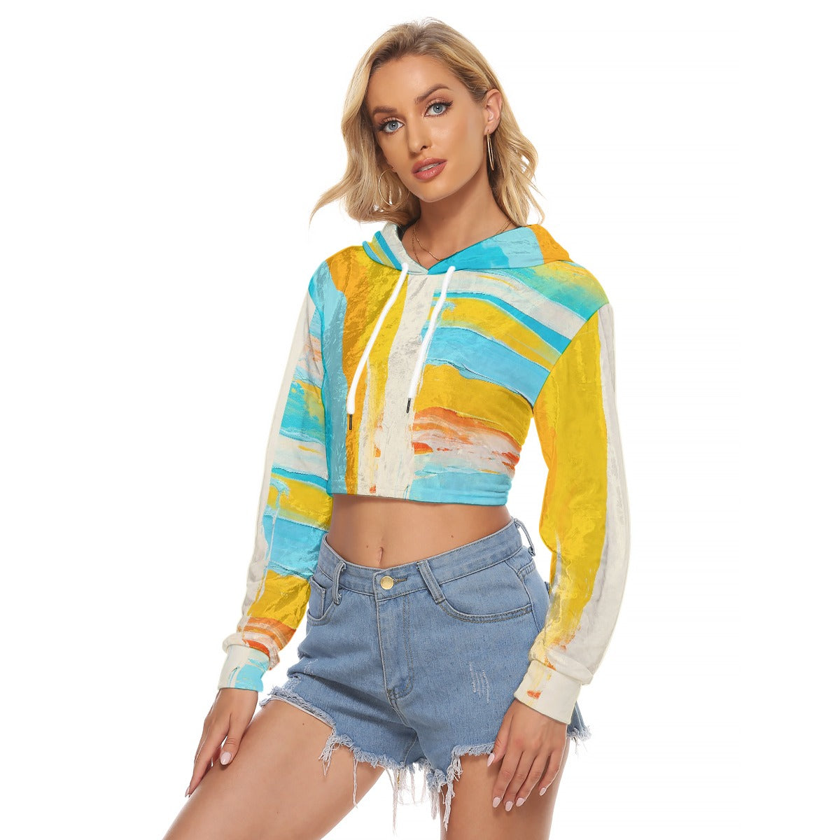All-Over Print Women's Crop Top Hoodie|Velvet